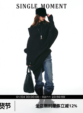 SINGLE MOMENT 25AW法式复古宽松休闲秋冬不规则针织套头毛衣女