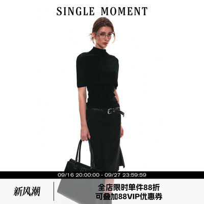 SINGLE MOMENT 26SS法式夏季斗篷式针织醋酸吊带两件套背心上衣女