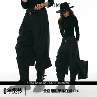 SINGLE MOMENT 25AW法式秋冬时尚百搭通勤羊毛后弯刀七分休闲裤女