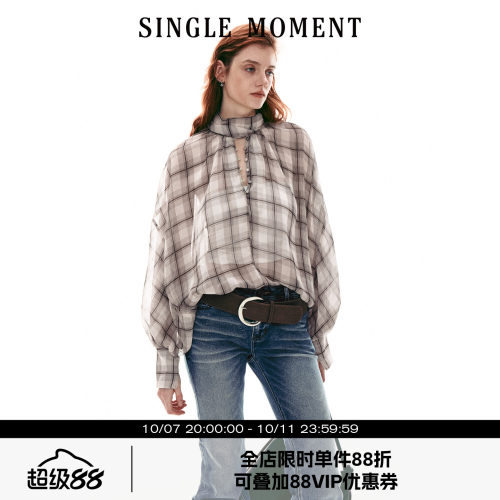SINGLE MOMENT 26SS法式优雅宽松休闲长袖灯笼袖宽松罩衫上衣女