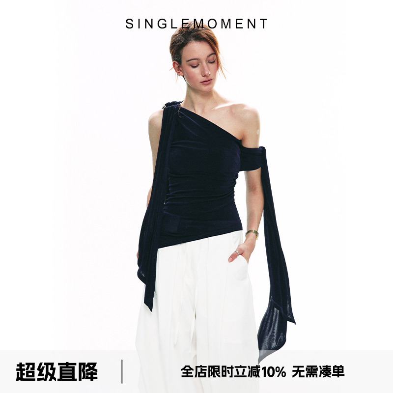 SINGLEMOMENT醋酸法式背心上衣