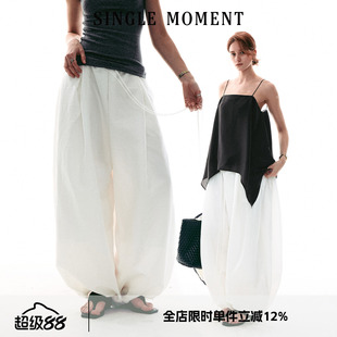 SINGLE MOMENT 26SS法式通勤百搭立体结构轻盈宽松休闲花苞裤长裤