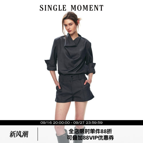 SINGLE MOMENT 26AW法式摩登都市经典荡领通勤气质长袖衬衫上衣女