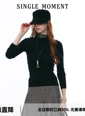 SINGLE MOMENT 25AW法式秋冬百搭时尚气质黑色丝绒弯檐马术帽女