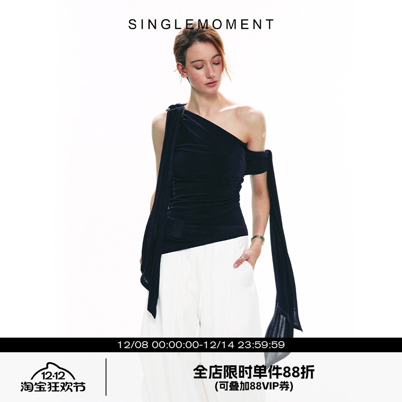 SINGLEMOMENT醋酸法式背心上衣