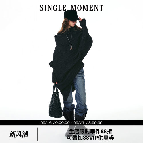 SINGLE MOMENT 25AW法式复古宽松休闲秋冬不规则针织套头毛衣女