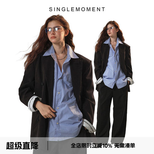 SINGLEMOMENT长袖羊毛西装