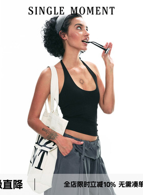 SINGLE MOMENT 25SS夏季新款挂脖吊带女修身塑形运动上衣背心内搭
