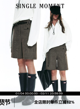 SINGLE MOMENT 25AW法式秋冬时尚通勤百搭毛呢休闲西装直筒中裤女
