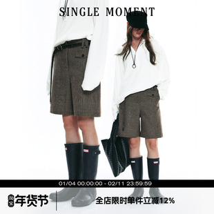 SINGLE MOMENT 25AW法式秋冬时尚通勤百搭毛呢休闲西装直筒中裤女
