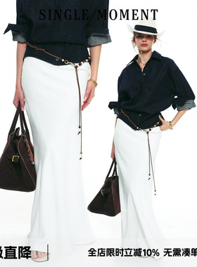 SINGLE MOMENT25AW 秋季新款法式名媛气质缎面醋酸鱼尾长裙修身女