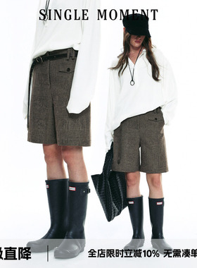 SINGLE MOMENT 25AW法式秋冬时尚通勤百搭毛呢休闲西装直筒中裤女
