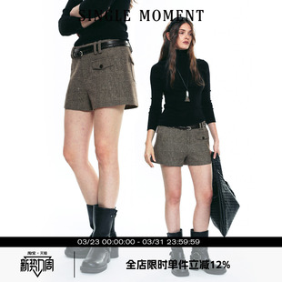 MOMENT 直筒短裤 25AW法式 通勤百搭毛呢休闲西装 女 秋冬时尚 SINGLE