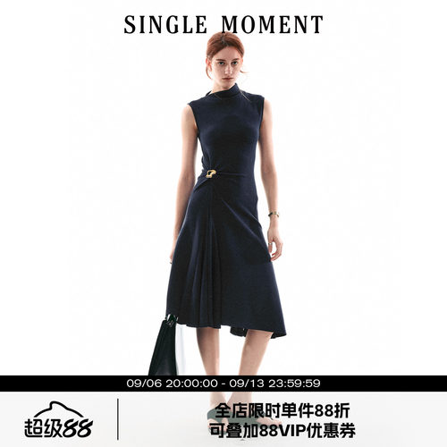 SINGLE MOMENT 26SS法式通勤气质百搭休闲扭结无袖简约连衣裙女