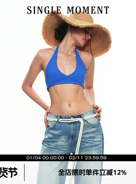 SINGLE MOMENT 25SS夏季新款运动休闲舒适挂脖系带瑜伽内衣吊带女
