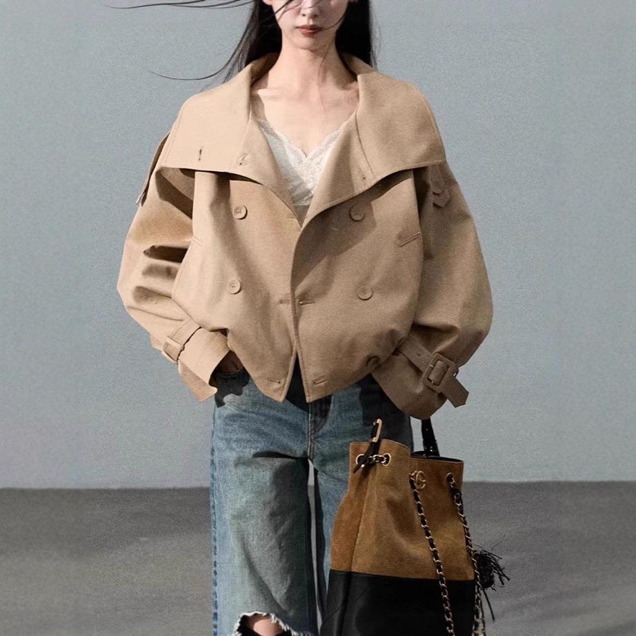 OAKM莱赛尔棉立领廓形风衣