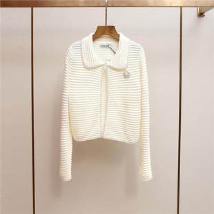 女 减龄小香风重工钉珠娃娃领纹理针织衫 深圳南油高端女装 秋冬新款