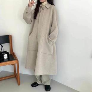 高级感毛呢大衣简约高端egg 外套2025冬韩版 现货 双面羊毛大衣长款
