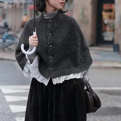 深灰色针织围巾秋冬外搭叠