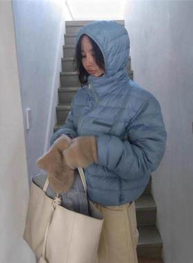 生C 连帽90绒排骨羽绒服女2025冬季轻薄保暖显瘦外套smoothmo*d