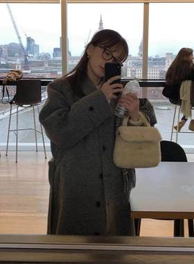 现H 系腰带长款呢外套女2025冬韩系东大门款羊毛呢子大衣lero*e