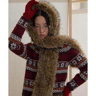 圣诞氛围感绵羊毛费尔岛立领毛衣女冬打底衫 251396