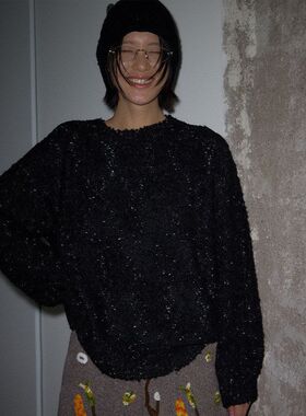 UNITY MODE 圣诞氛围感羊毛闪闪毛衣女冬宽松圆领针织上衣251550