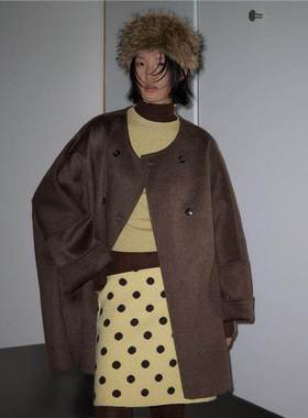 100%绵羊毛大衣女冬季中长款松弛感气质外套530009