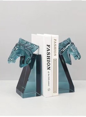 现代简约轻奢K9水晶书挡书靠样板房创意摆件客厅家居装饰书房摆件