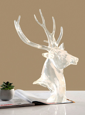 北欧创意鹿头桌面摆件客厅新家软装开业送礼轻奢家居装饰工艺品