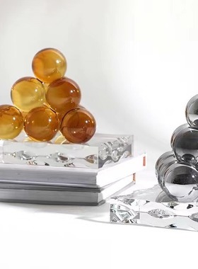 现代创意简约云朵水晶球堆摆件办公室装饰品样板间酒店会所水晶