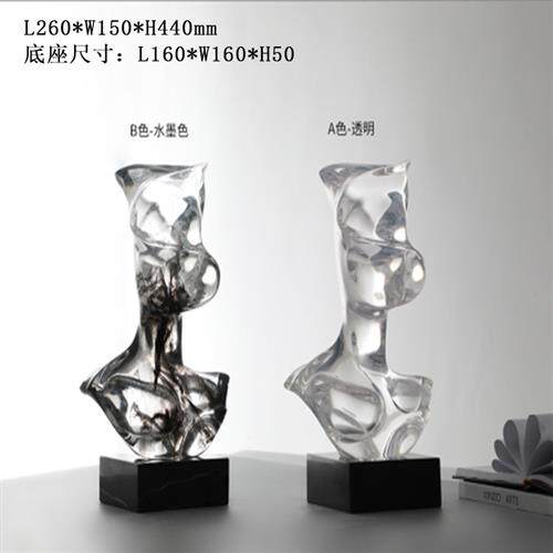 现代简约创意透明树脂雕塑摆件酒店家居客厅玄关轻奢软装高档艺术