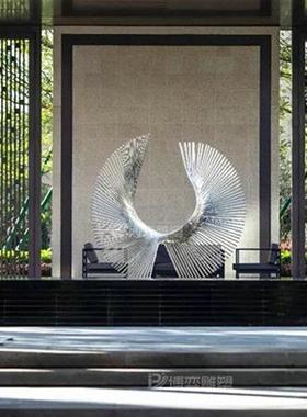 户外大型不锈钢抽象凤凰雕塑定制创意烤漆孔雀园林水景落地摆件