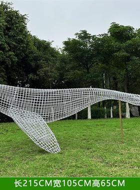 户外不锈钢镂空鲸鱼摆件园林景观公园草坪装饰海豚发光动物大雕塑