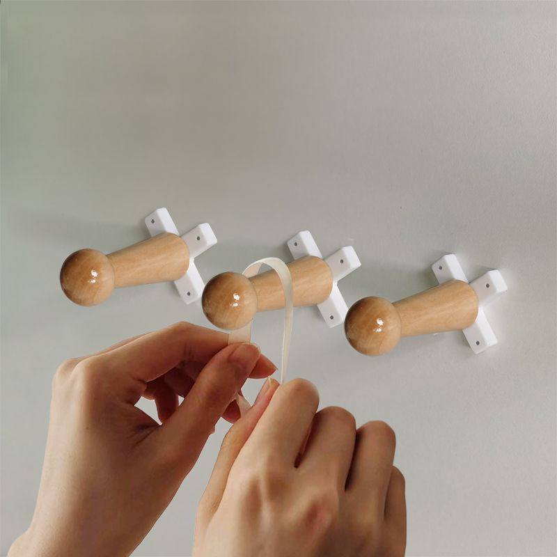 无痕钉超强承重实木挂钩无痕钉衣架门后衣服展示架粉刷墙白墙衣帽