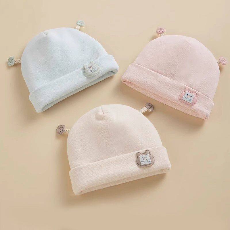 帽子女宝宝一岁胎帽秋冬婴儿新生纯棉婴幼儿卤门帽宝宝帽子可爱超