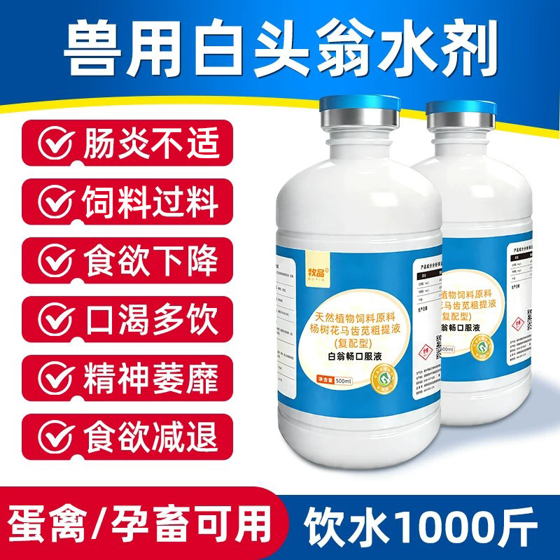 兽用白翁畅口服液禽用白头翁食欲减退猪牛羊红黄白痢保护肠道