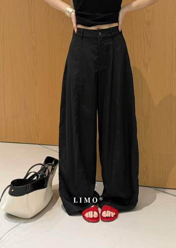 LIMO莱赛尔弯刀裤气球裤女2026夏季宽松显瘦阔腿裤西裤休闲裤5713