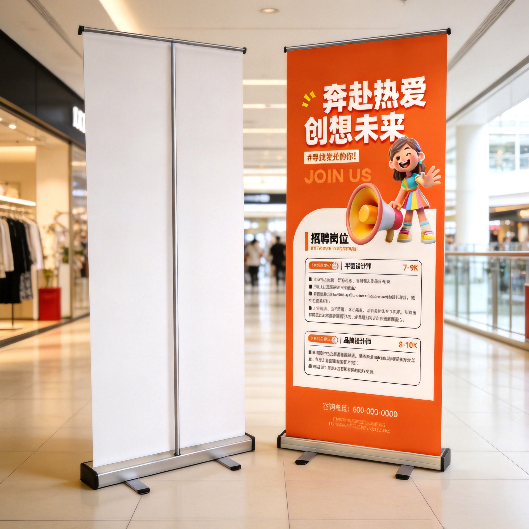 易拉宝展示架定制海报设计制作招聘广告牌展示牌展架立式落地式架