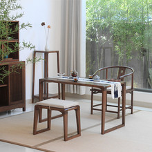 老榆木实木小茶桌椅组合简约新中式茶台小户型家用阳台功夫小茶几