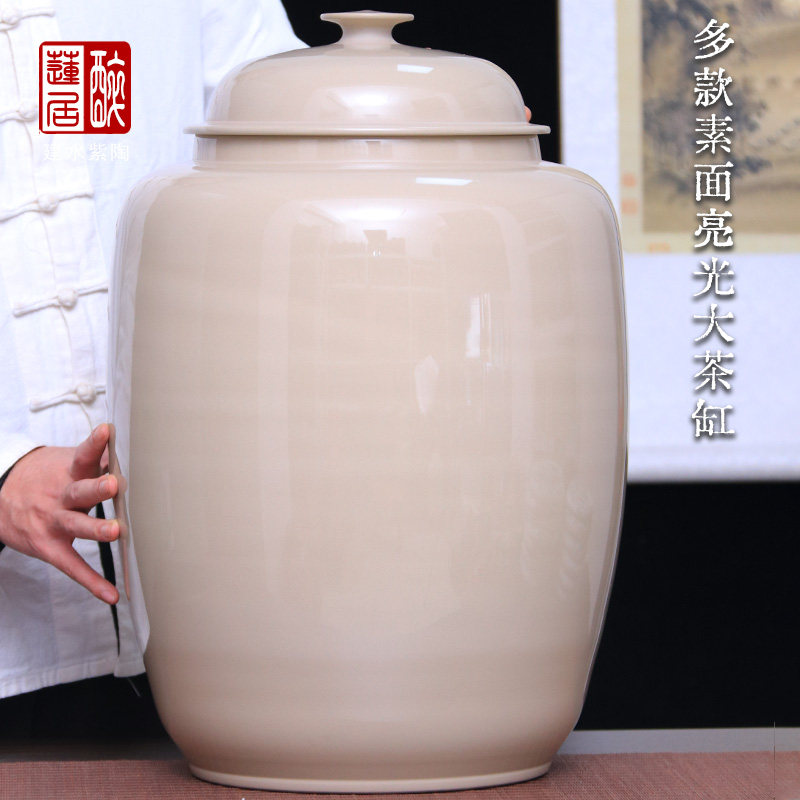 建水陶33/48饼亮光大茶缸储茶罐