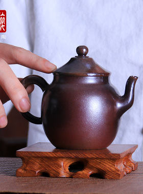 200ml 建水陶壶泡茶壶功夫茶壶手工茶具茶器张智溢柴烧宫灯壶 W32