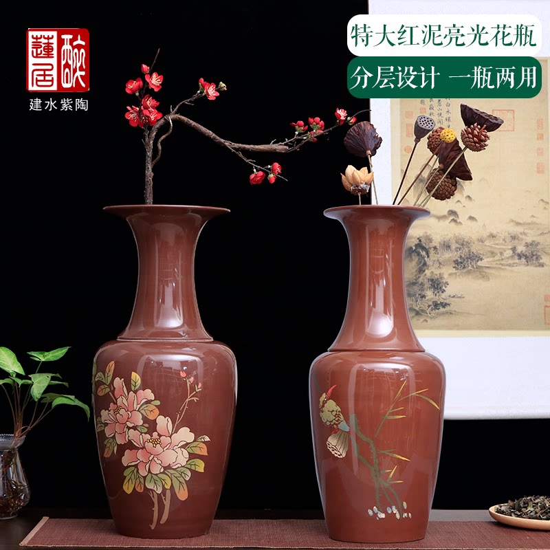 建水紫陶花瓶分纯装饰与可存茶