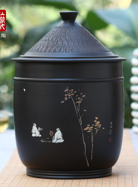 七饼缸 建水紫陶普洱七饼罐七子饼茶白茶饼茶罐储茶缸茶筒 C66