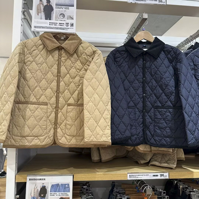 童装男童女童绗缝衬衫式茄克秋冬可机洗厚外套夹克棉衣棉服471392