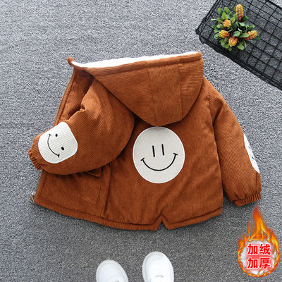 男童棉衣外套秋冬款2025新款儿童棉服冬装炸街灯芯绒加绒加厚上衣