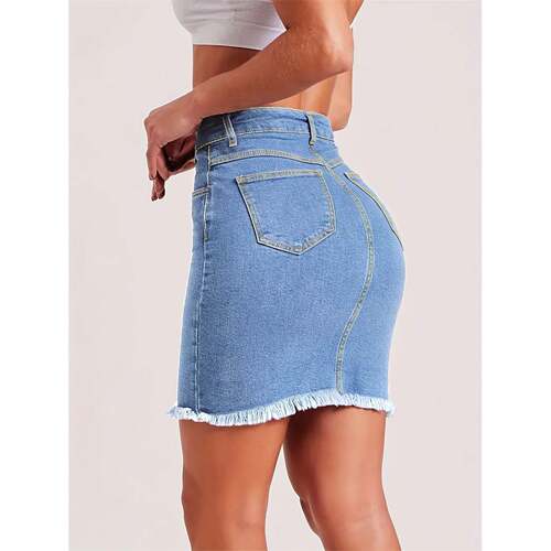 G 15057 High Waist Split Hem Denim Skirt 腰开叉牛仔裙