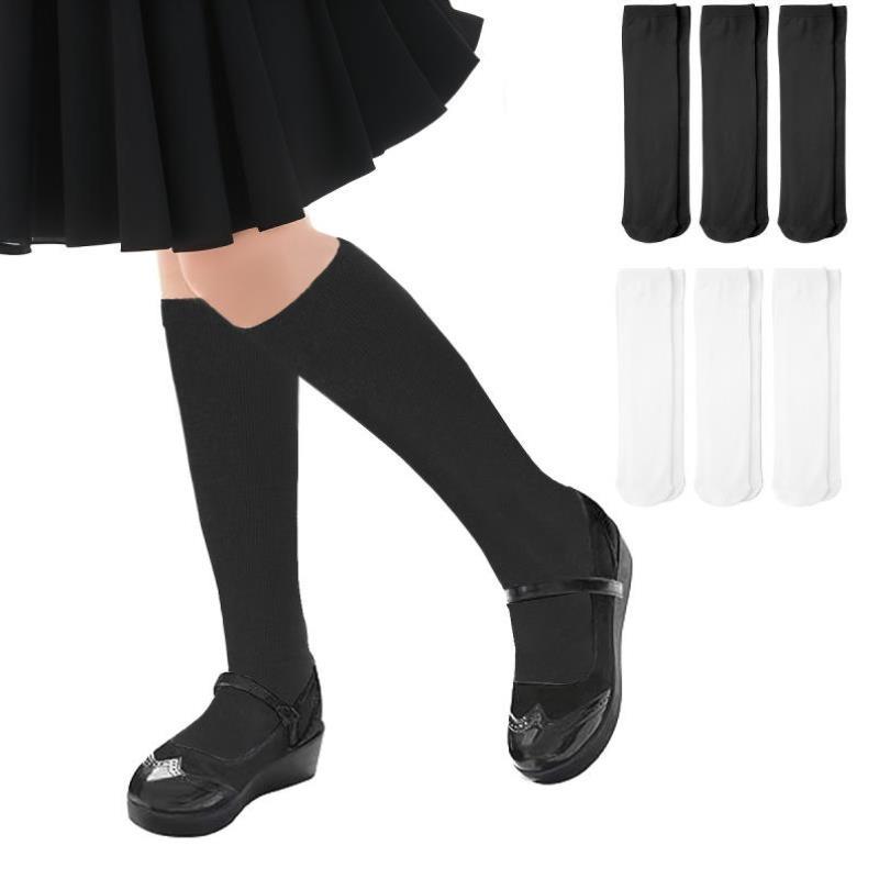 2025跨境新款欧美3/6双女孩高膝袜学校制服袜子跨境代发