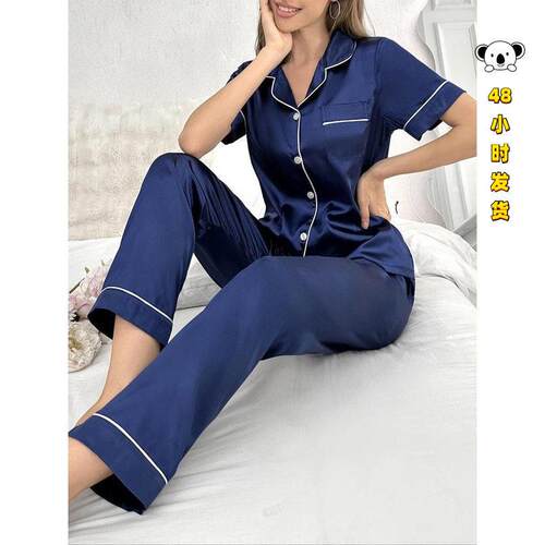 W 62947 Plus size women's silk loungewear 大码女士仿真丝家居