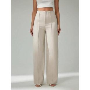 U 76583 速卖通新款外贸跨境女士浅米色通勤裤轻盈优雅